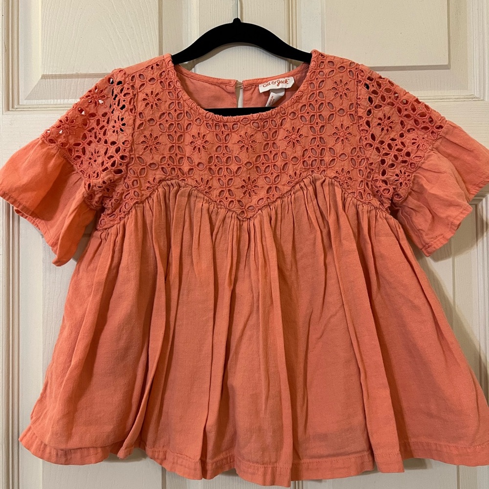 Cat & Jack Coral Eyelet Top